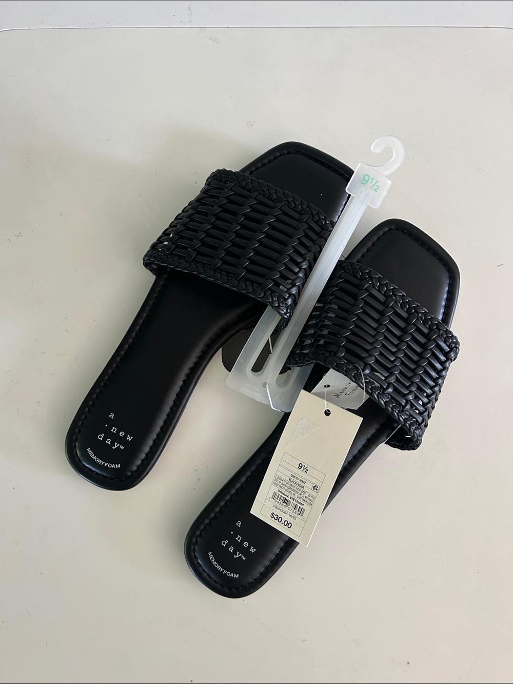 NWT a new day Black Braided Slide Sandals | a new day Asha Sandal | Black Sandal
